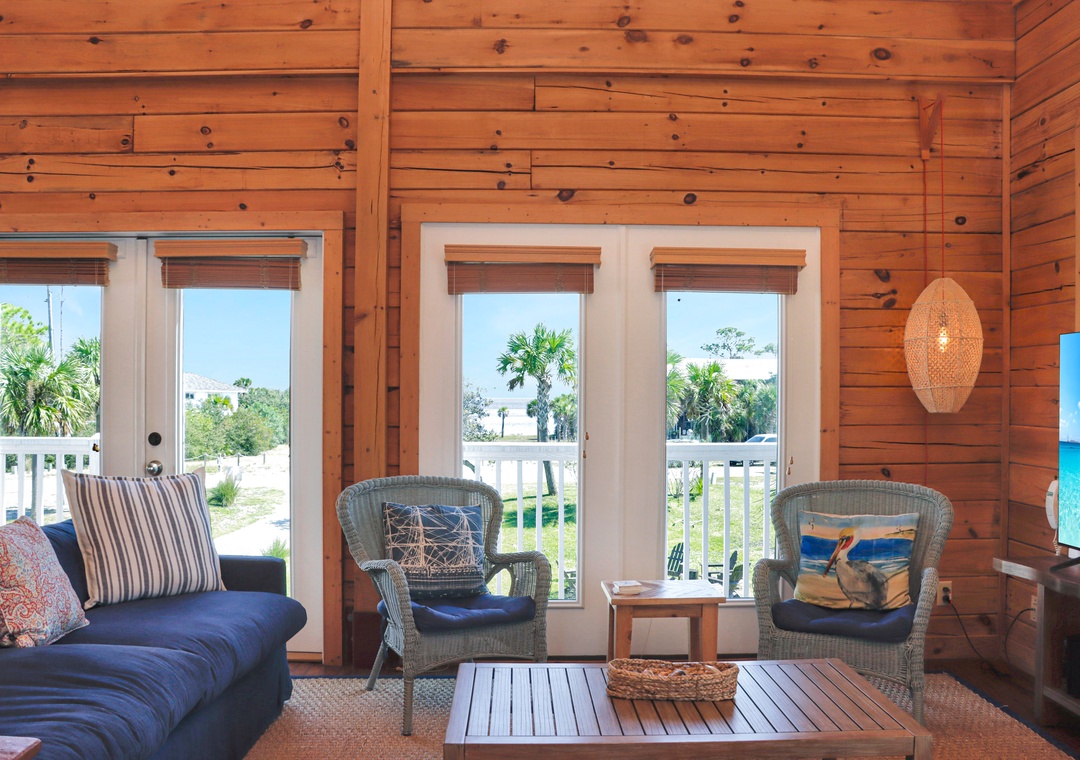 Living Room with Sitting Area and Bay View