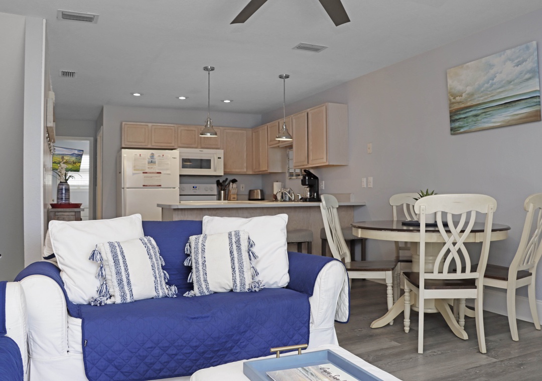 Living Room, Dining and Kitchen