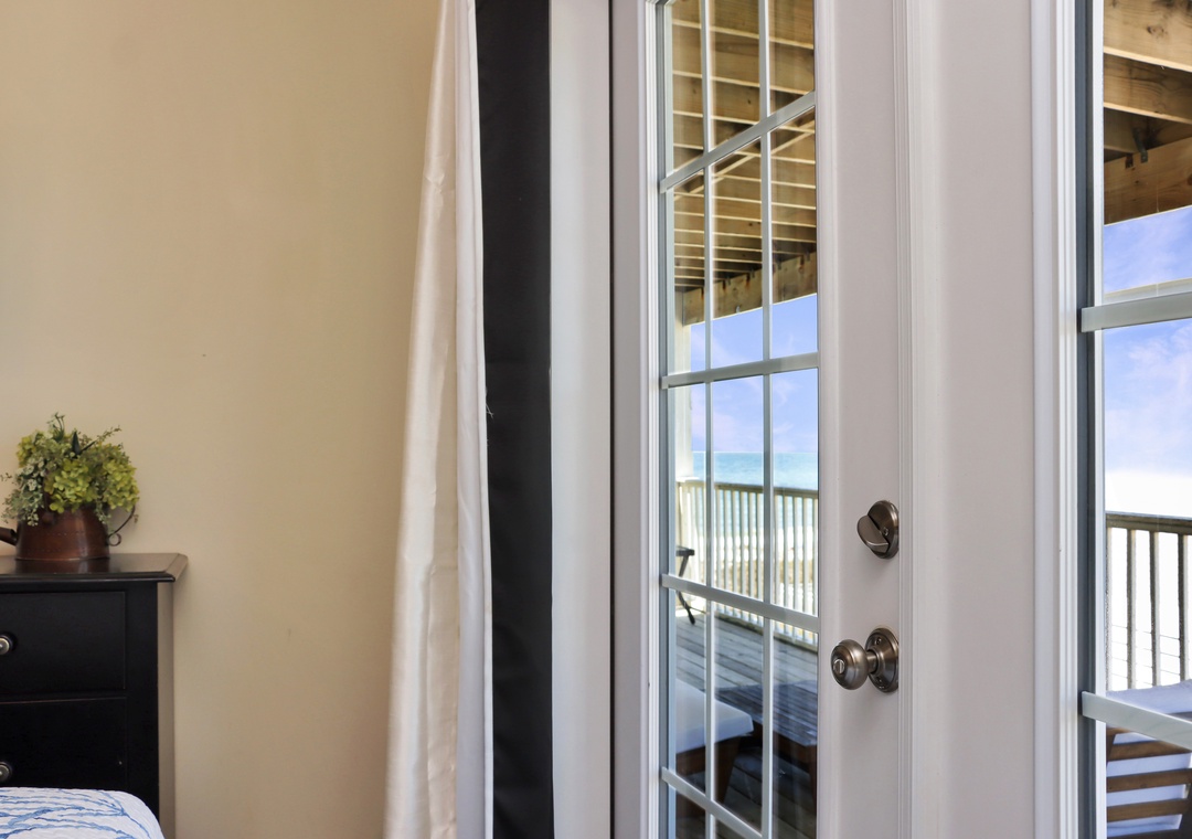 Bedroom 1 with Beach View Deck