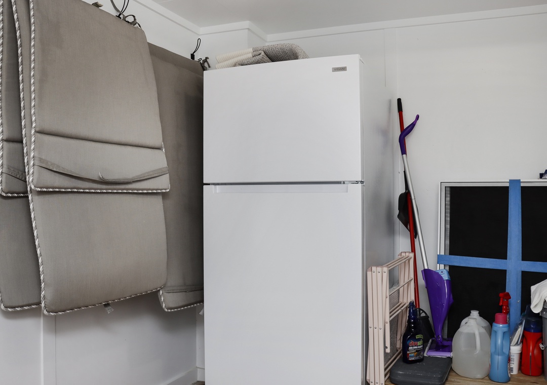 Extra Refrigerator in Laundry Room