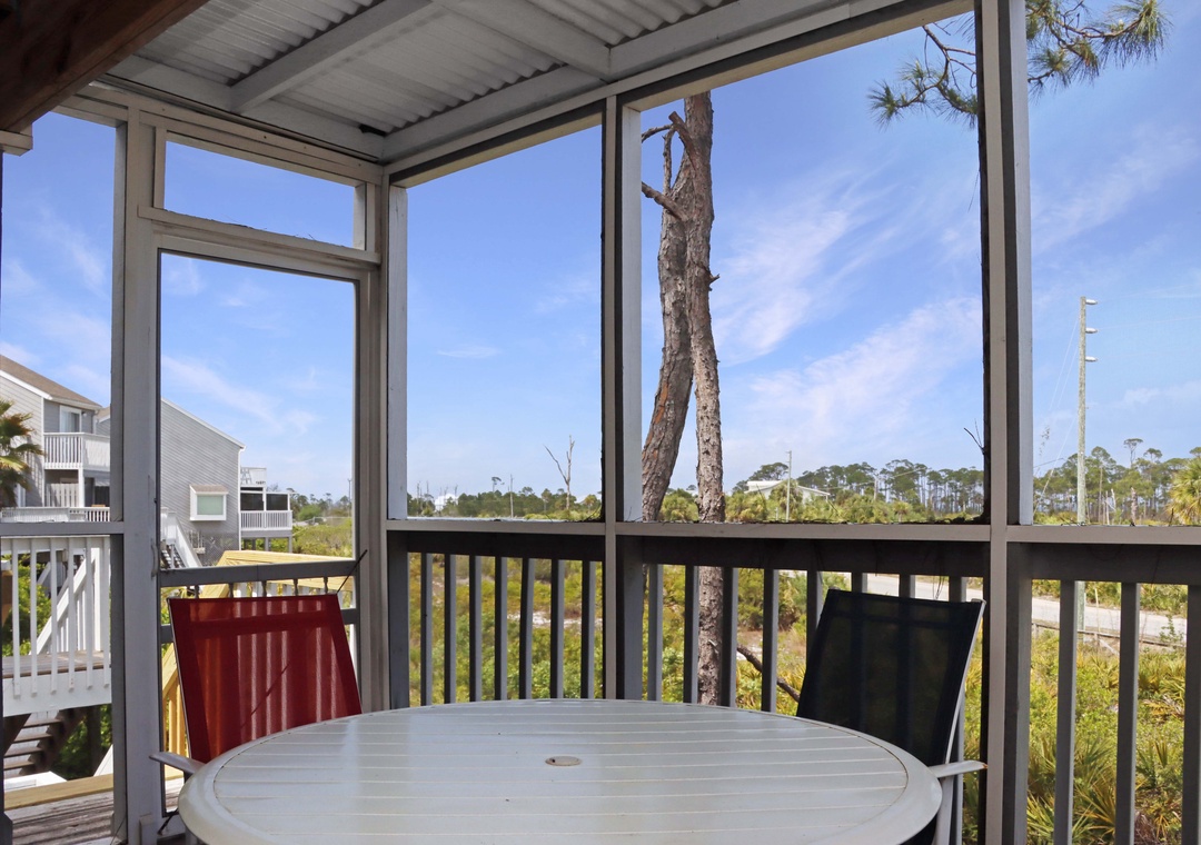 Screened Deck with Bay View