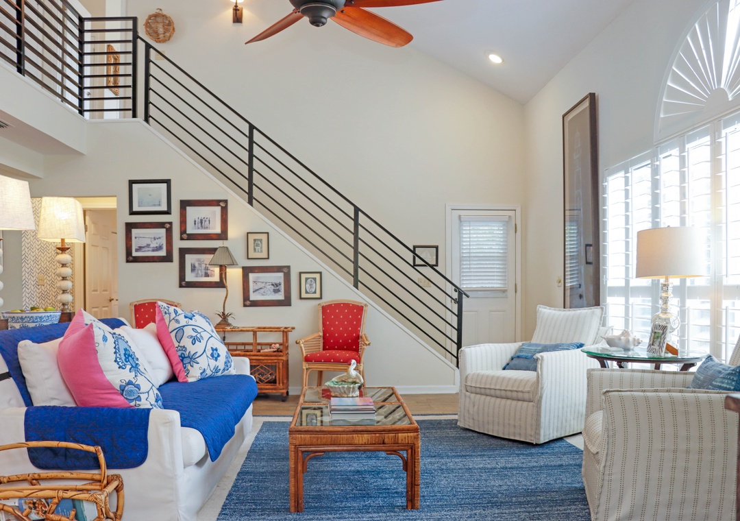 Living Room with Stairway to Second Floor