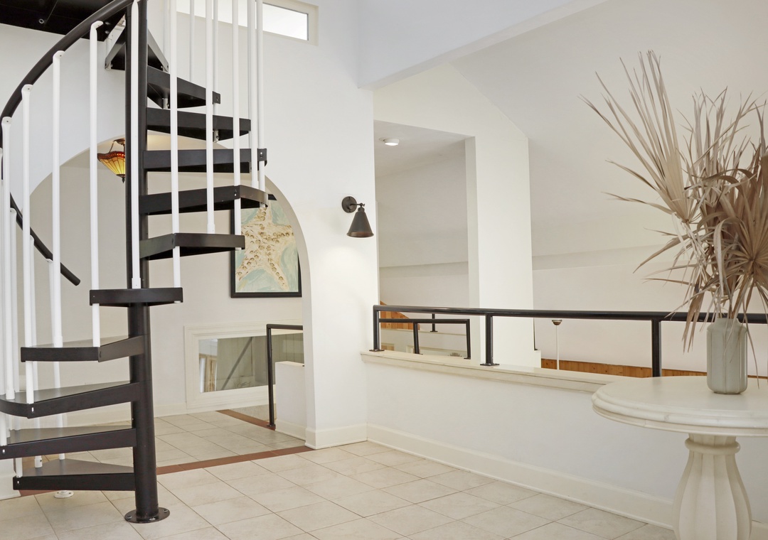 Upstairs Landing with Spiral Staircase