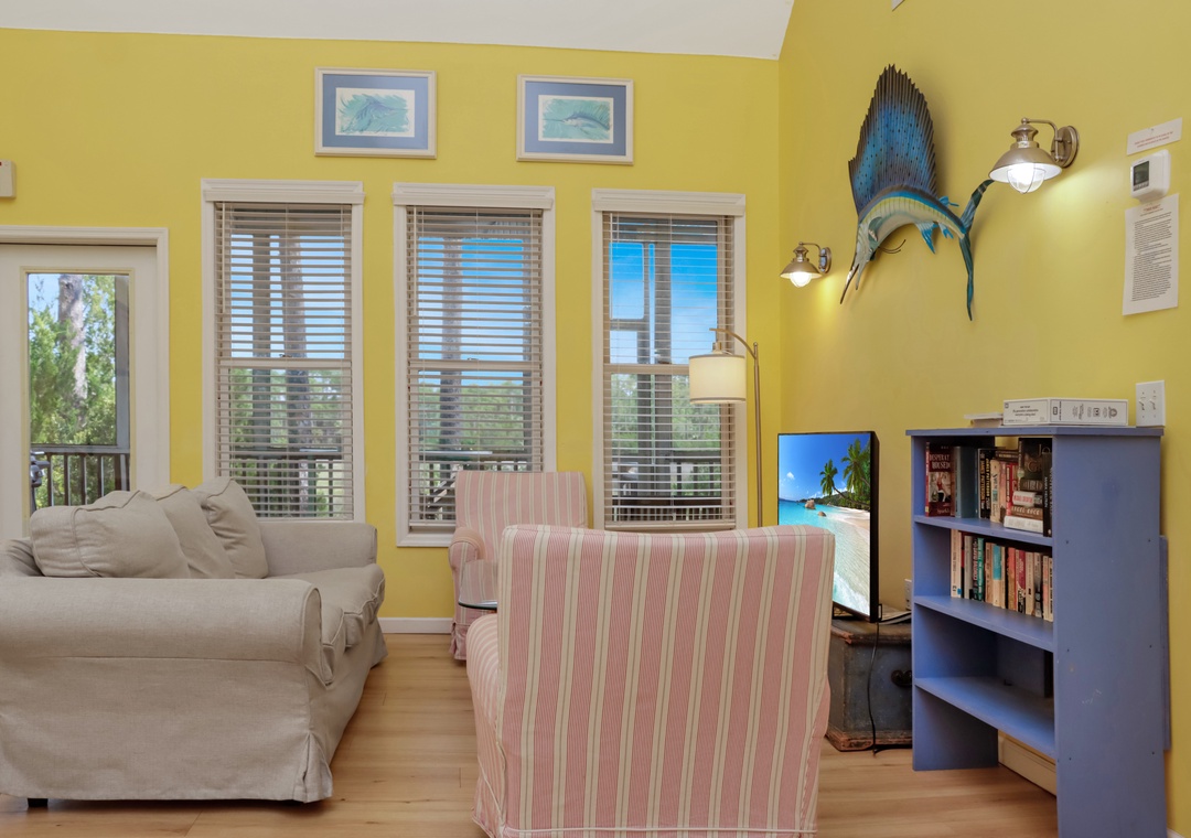 Living Room with View onto Deck