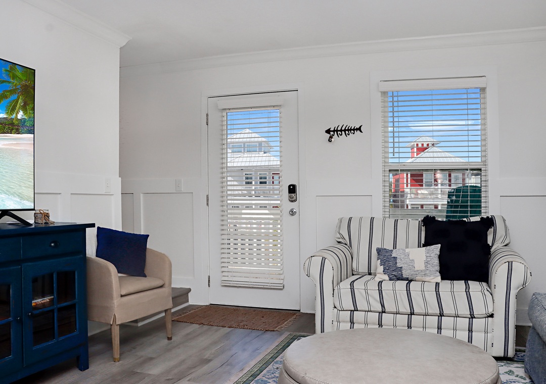 Living Room with Canal Front Deck