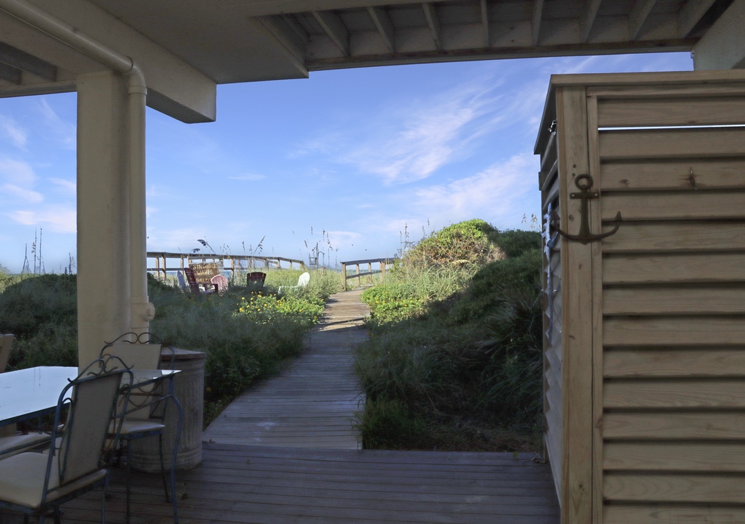 Outdoor Shower and Walkway to Beach