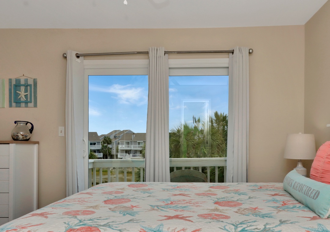 Bedroom 2 with View onto Deck