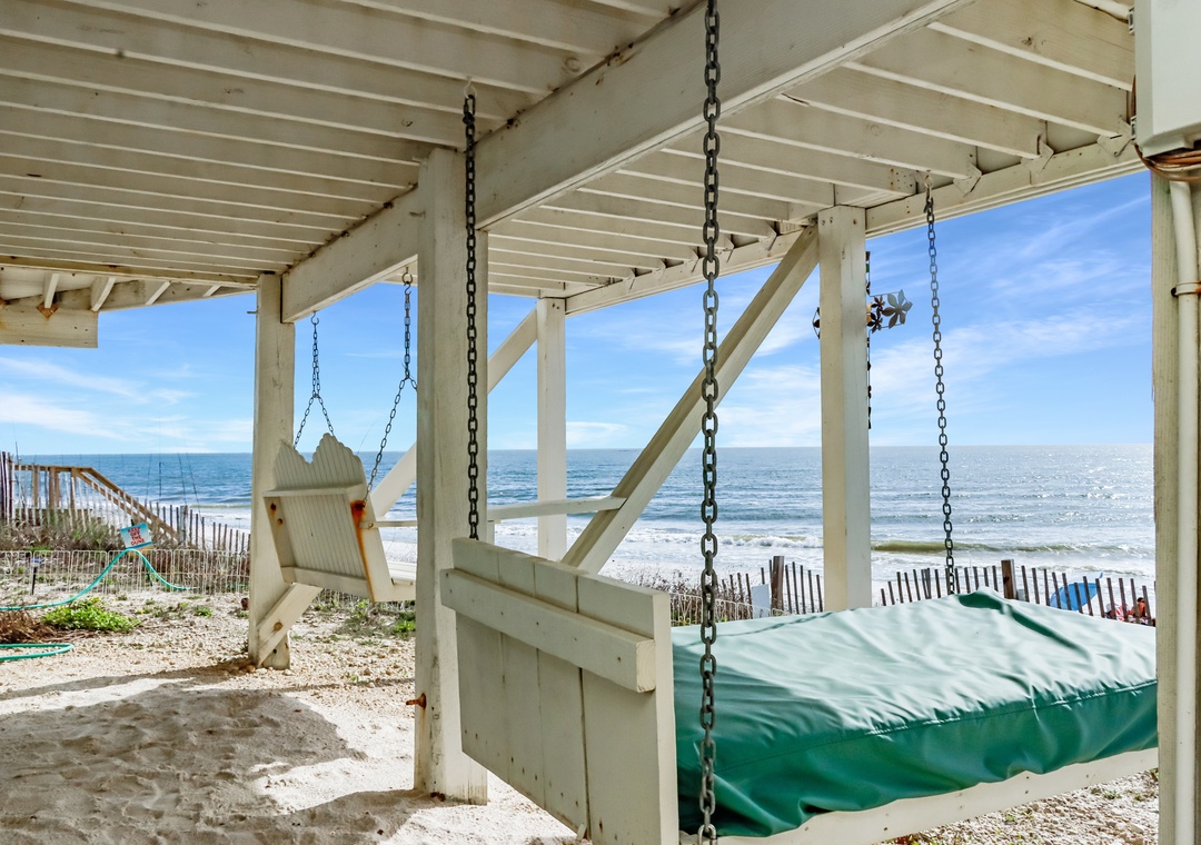 Relax on the daybed swing under the house