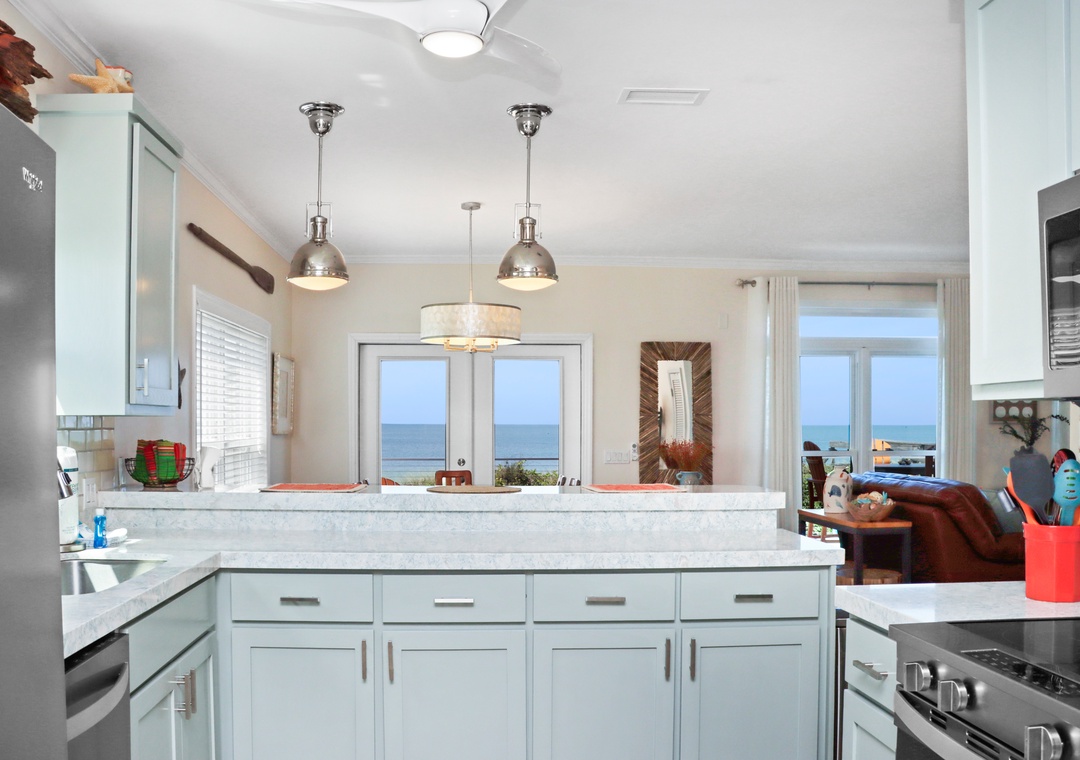 Kitchen with Beach View