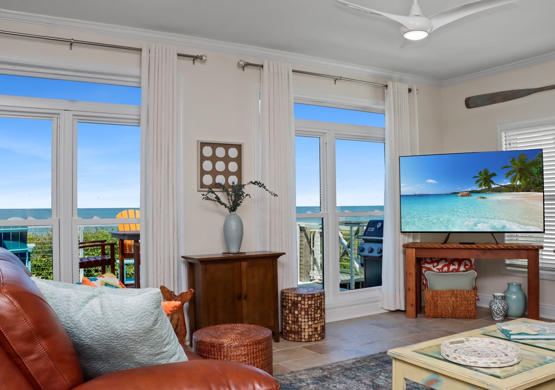 Beach Front Living Room with TV