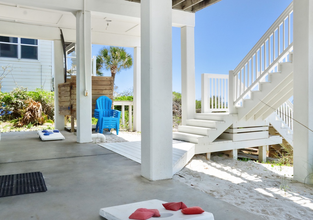 Corn Hole and Outdoor Shower