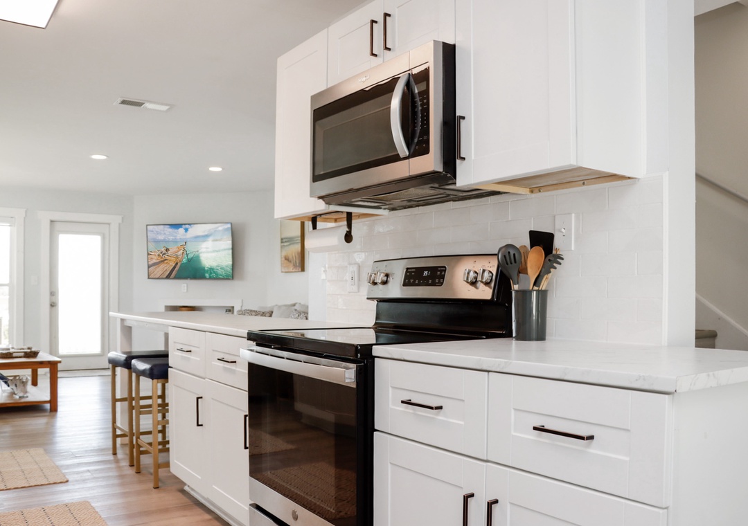 Kitchen with Bar Seating at the End