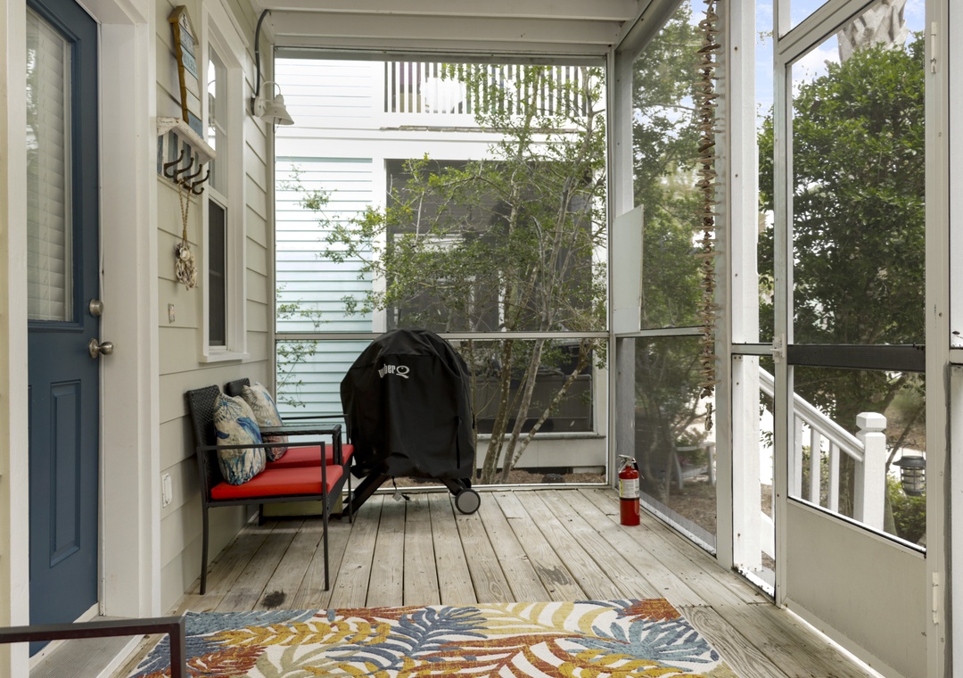 Screened Front Porch with Electric Grill