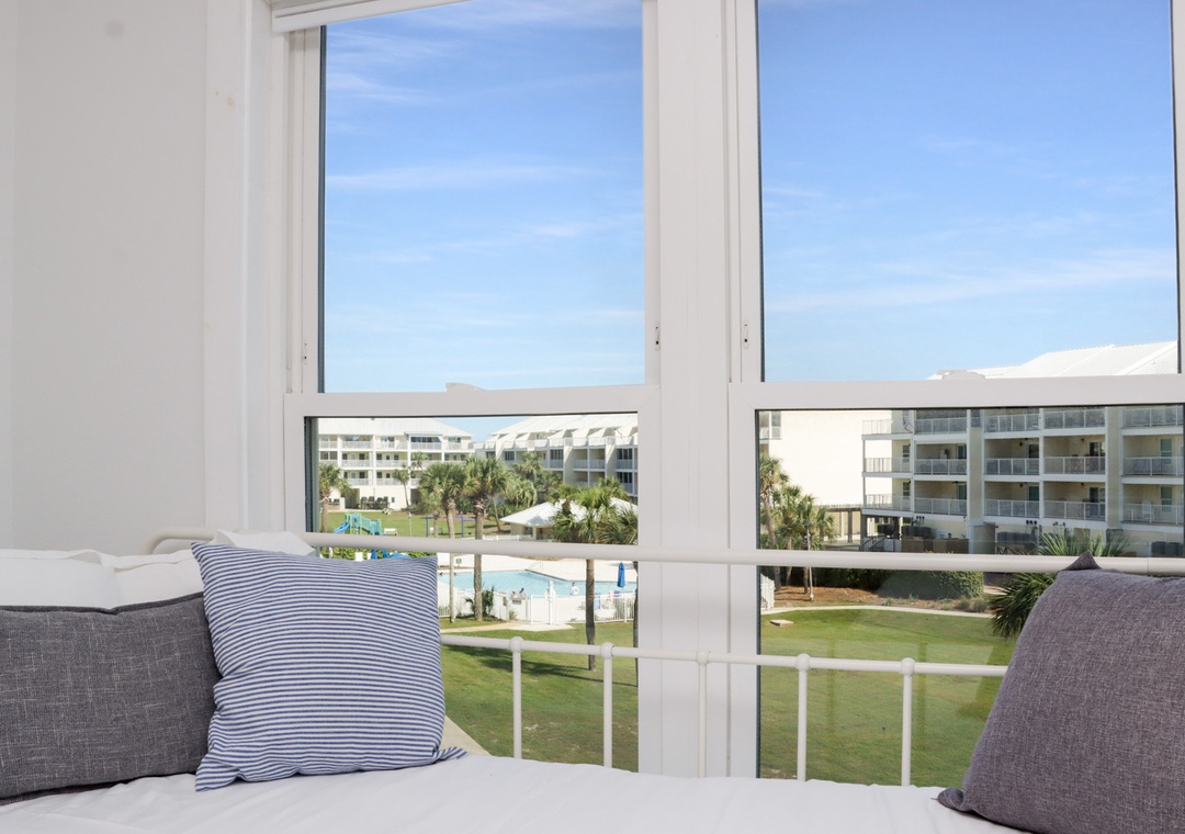 Bedroom 1 - Community Pool View