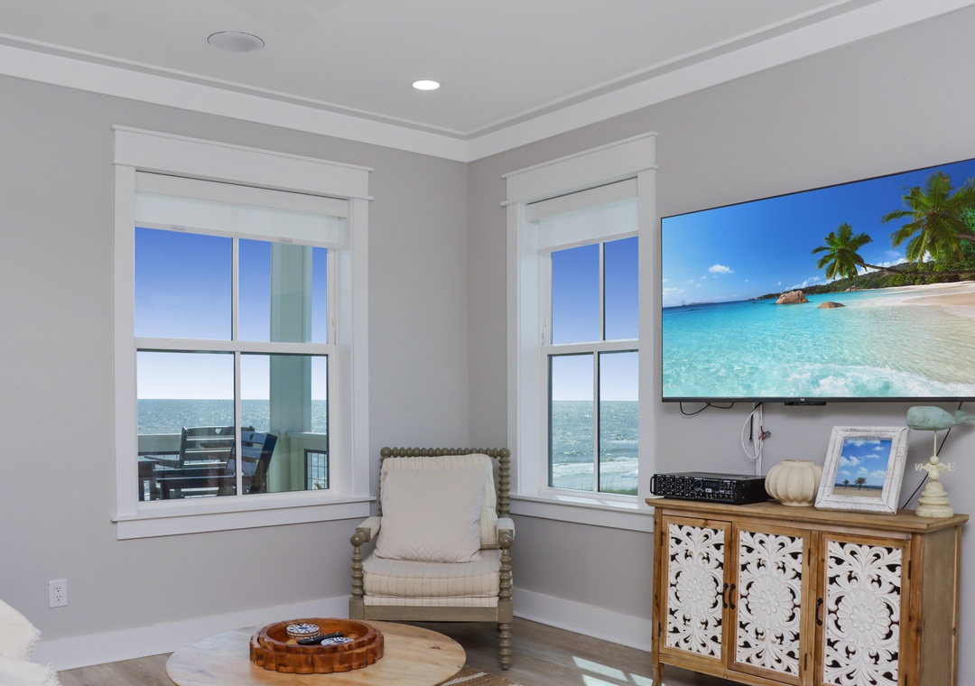 Beach Front Living Room with TV