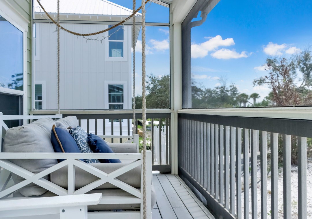 Relaxing Swing on Screened Porch