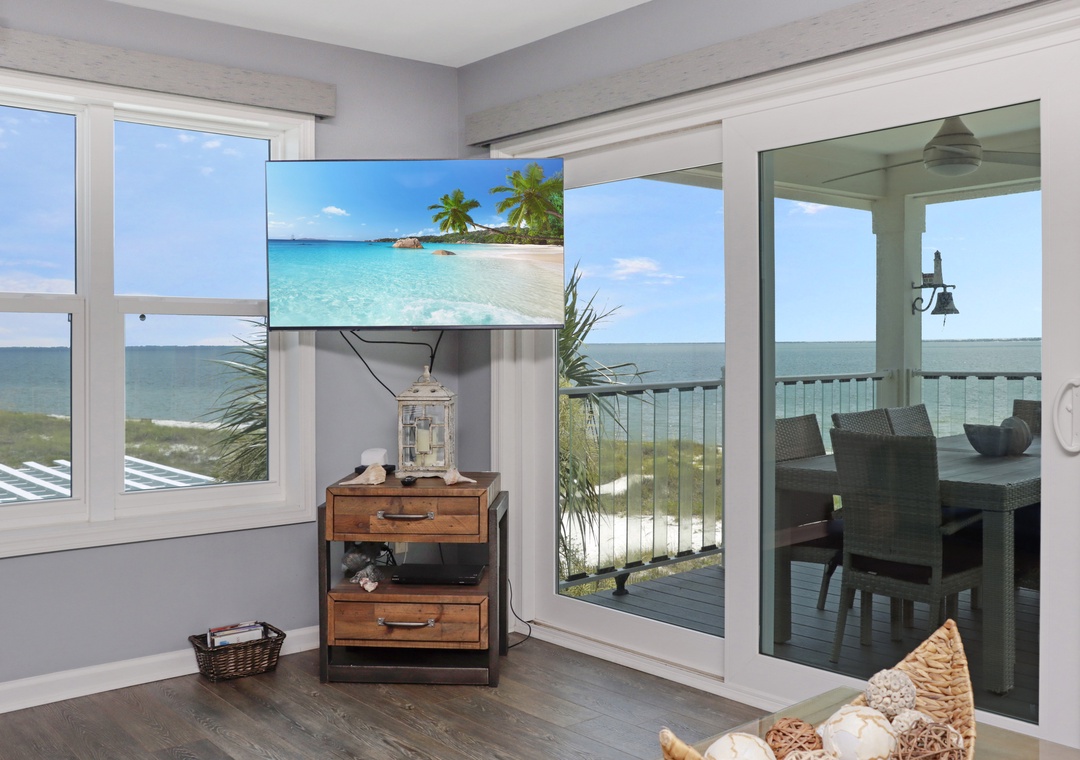 Beach Front Living Room with TV