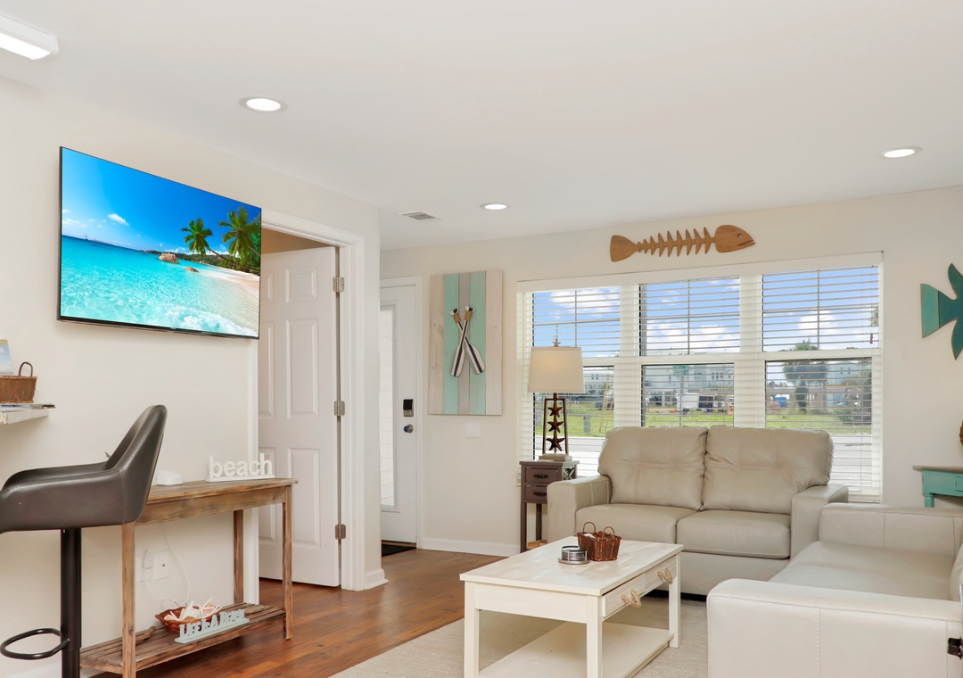 Living Room and Full Bathroom