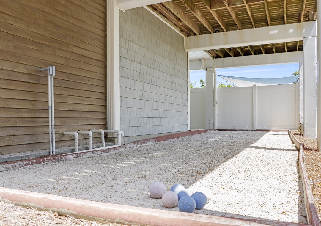 Bocce Ball Pit Under the House
