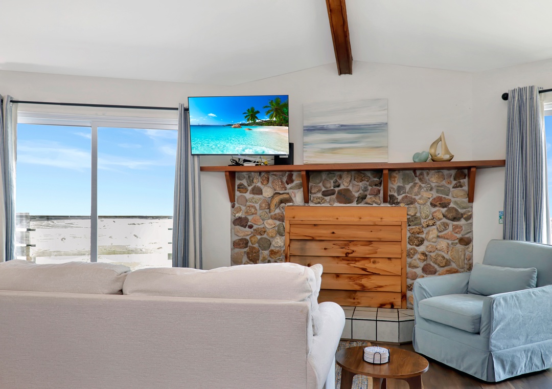 Beach Front Living Room with TV