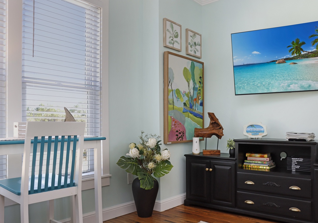 Workspace and TV in Living Room