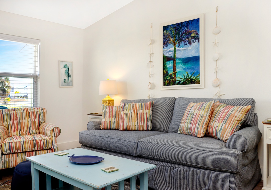 Living Room with View onto Front Porch