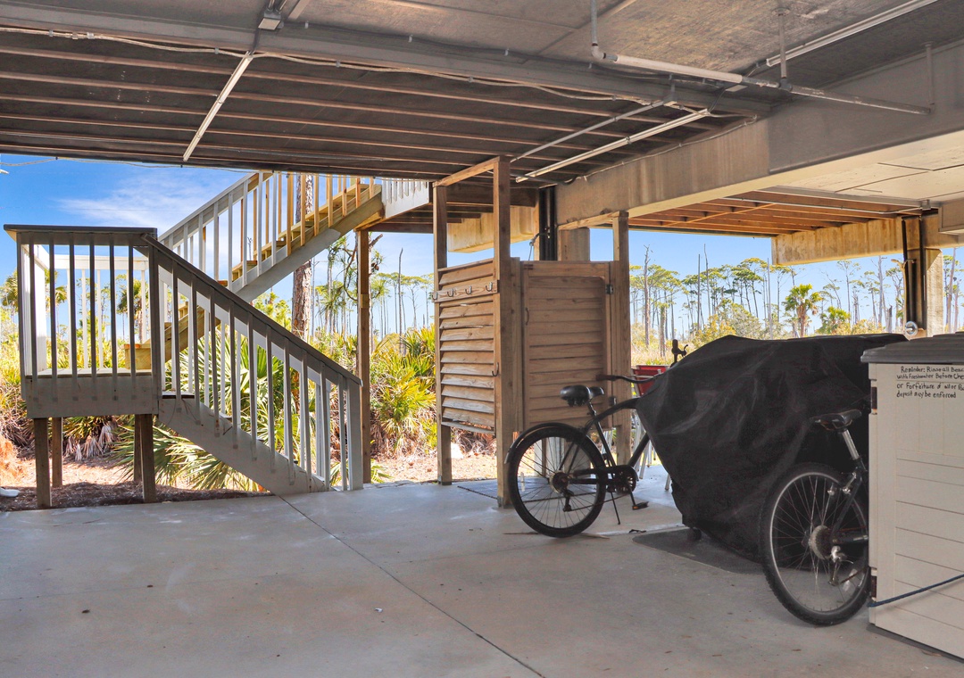 Under House with Outdoor Shower