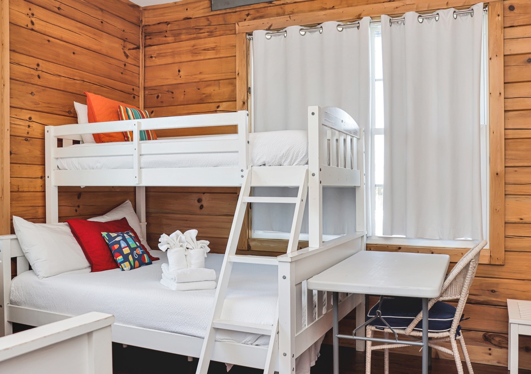 Bedroom 1 - Bunks and Workspace