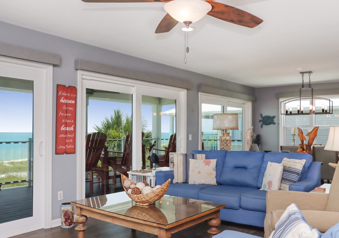 Beach Front Living Room with Deck