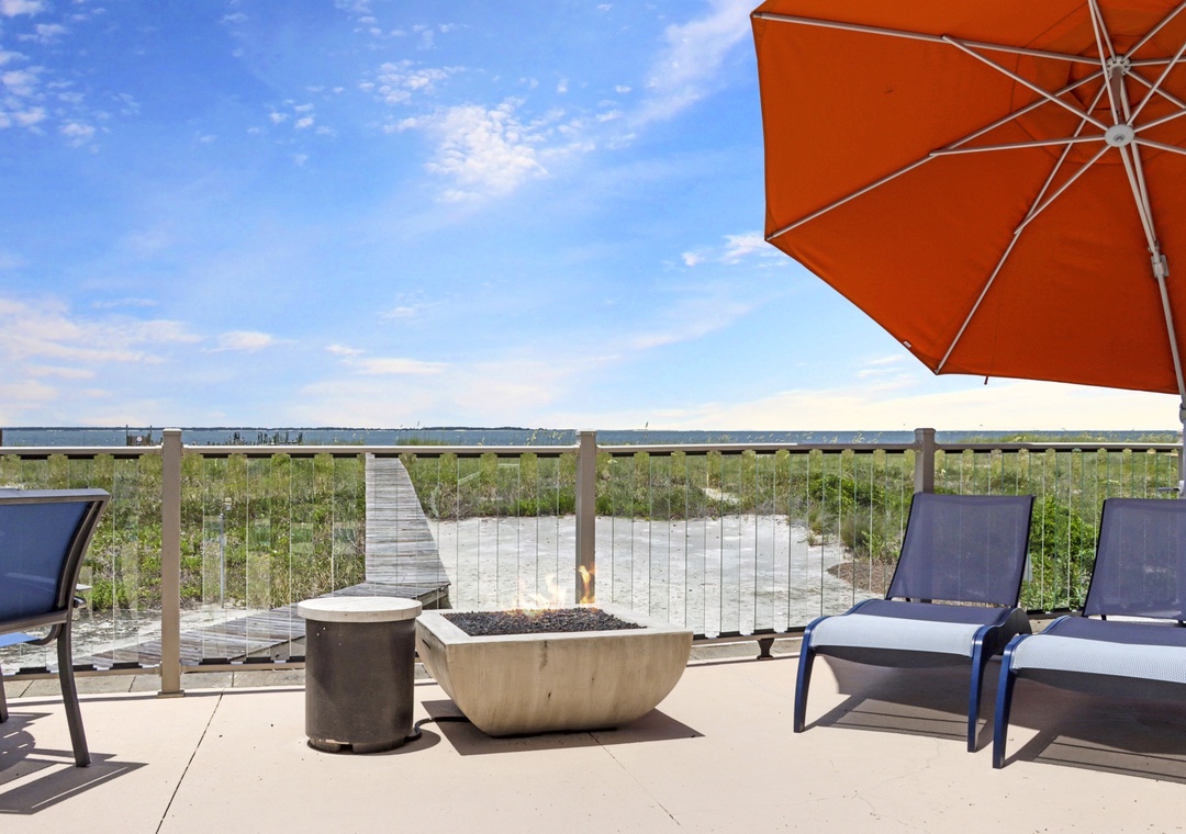 Poolside Fire Pit on Beach Front Pool Deck