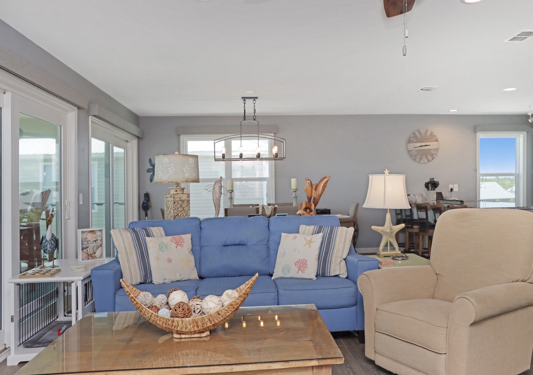 Beach Front Living Room and Dining Area