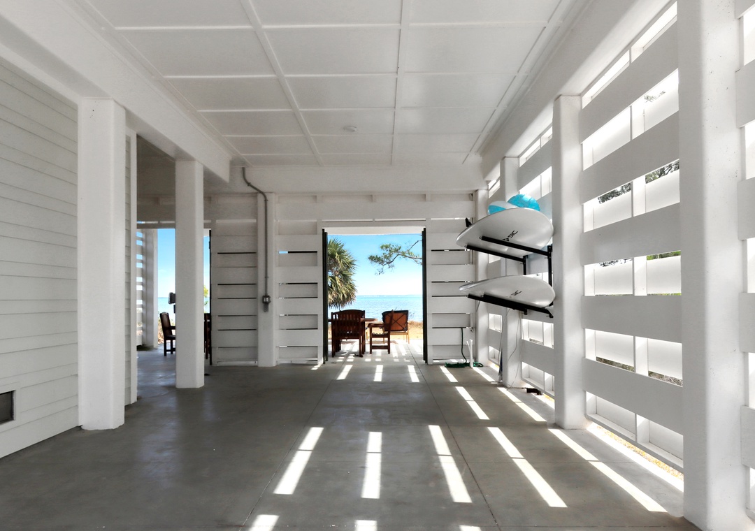Under House With a View of Bay and Patio