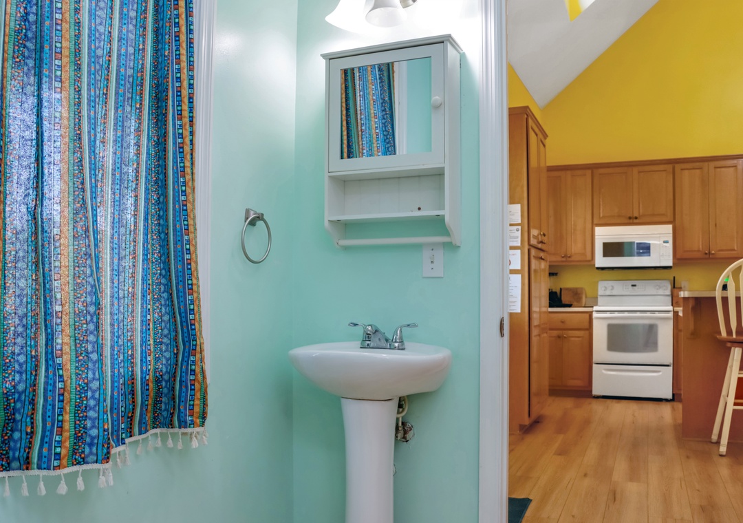 Half Bathroom with Kitchen View
