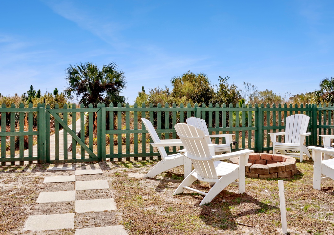 Fire Pit and Gate to Beach Walkway