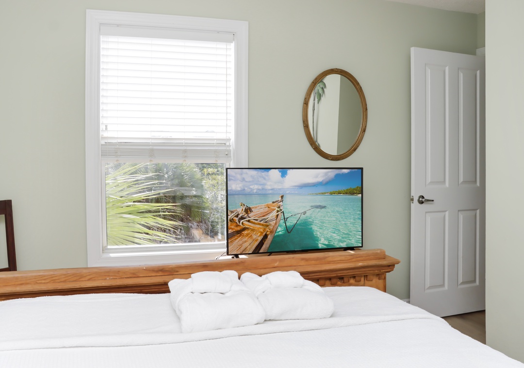 Bedroom 1 with TV and View
