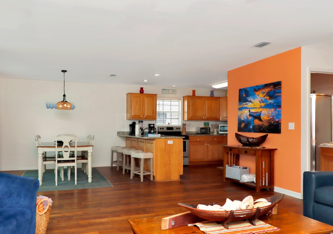 Living Area and Full Bathroom