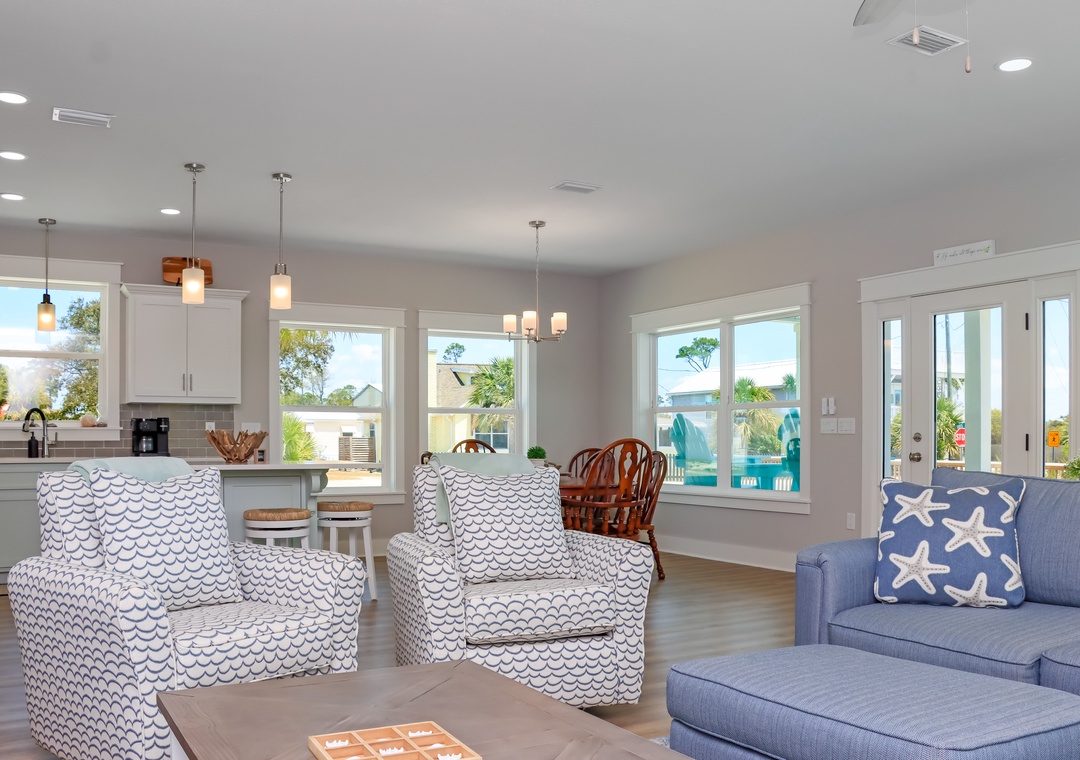 Living Room, Kitchen and Dining