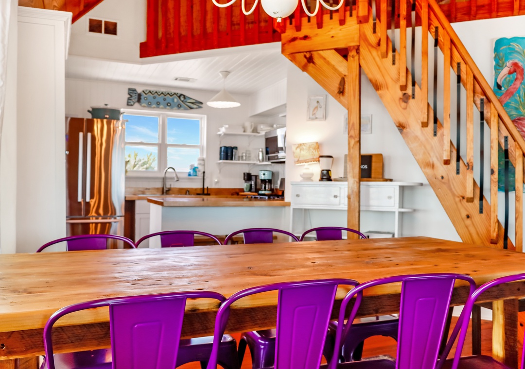 Dining table with seating for eight