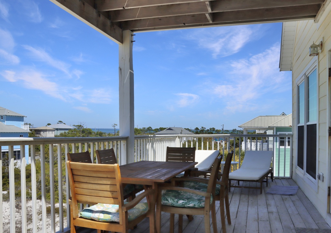 Outdoor Dining with Bay View in the Distance