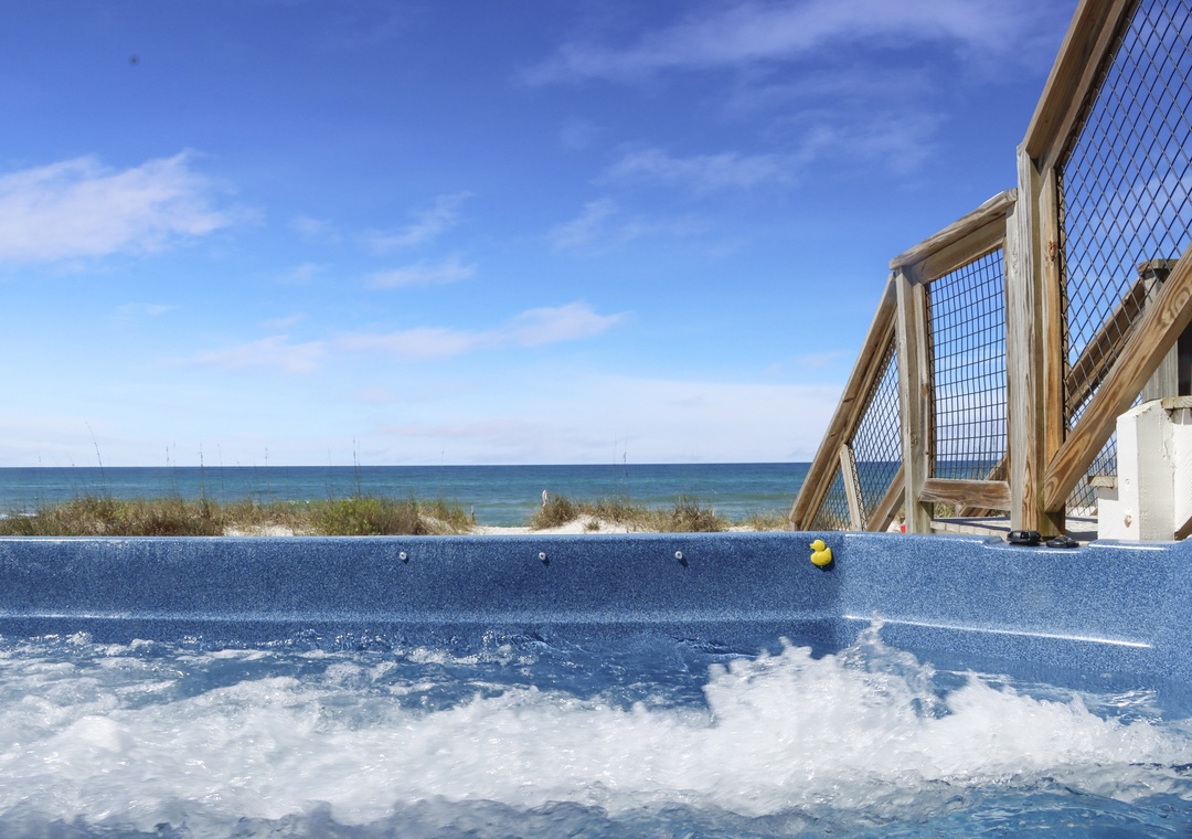 Swim Spa at Foot of Deck Stairs