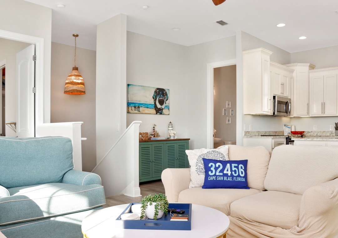 Living Room, Kitchen and Half Bathroom