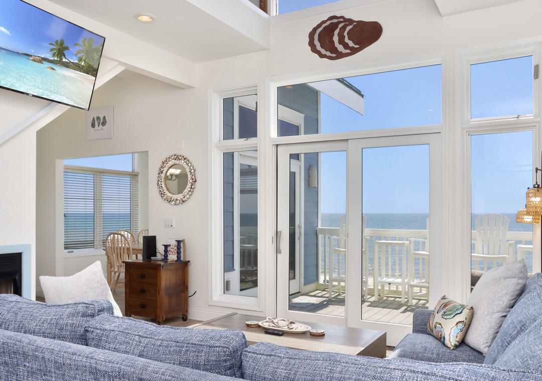 Beach Front Living Room with TV