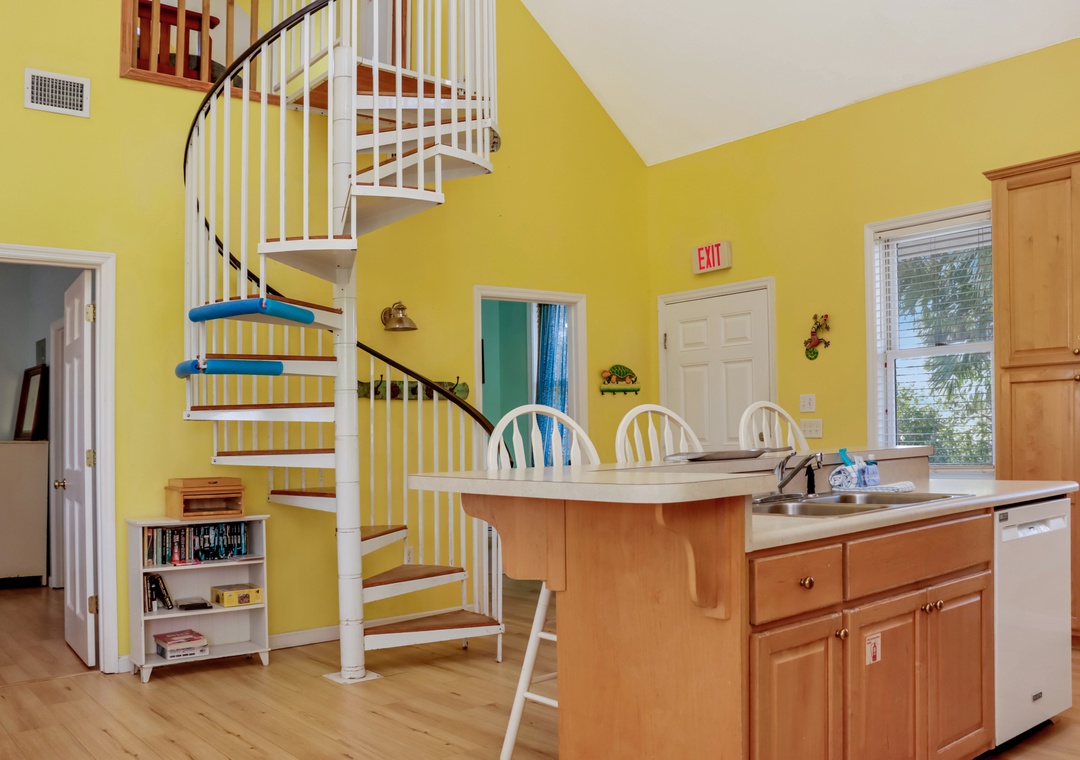 Spiral Staircase that Leads to Second Floor