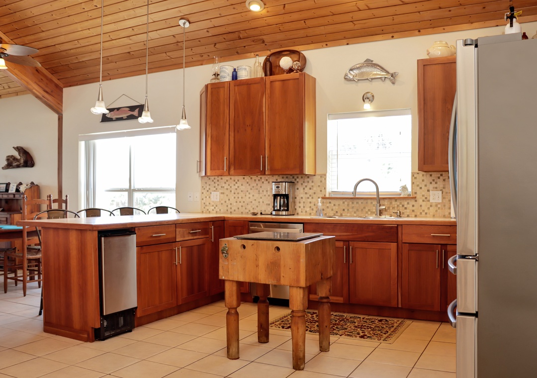 Kitchen with Butcher Block Island