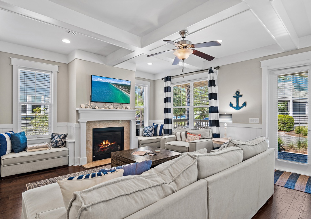Coastal Sectional & Fireplace View