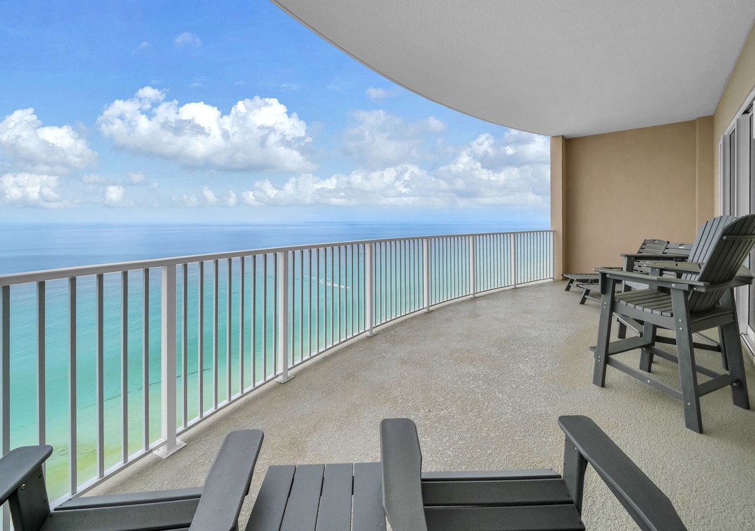 Large private balcony with stunning Gulf views