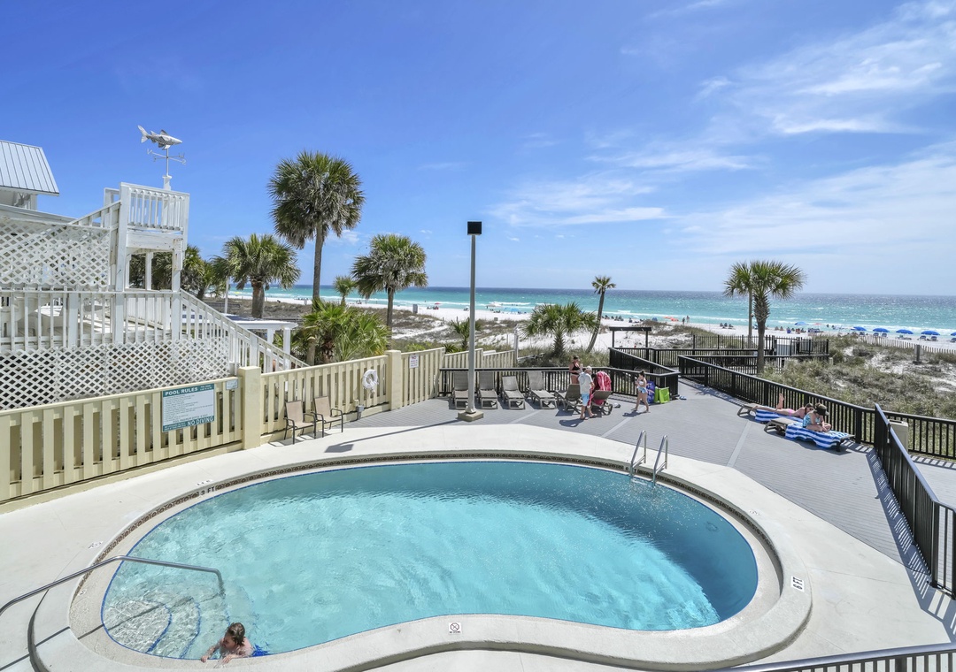 Beach and pool views