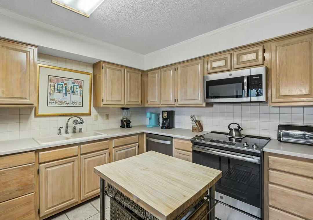 Spacious kitchen open to the living room