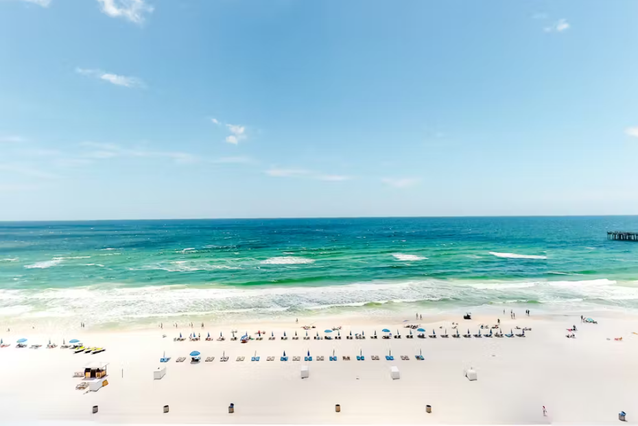 Pristine white sand beach with turquoise waters