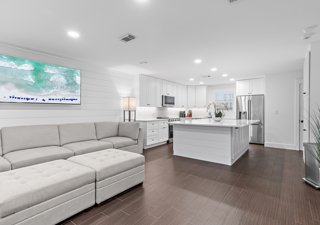 Bright Open Concept Living and Kitchen Area